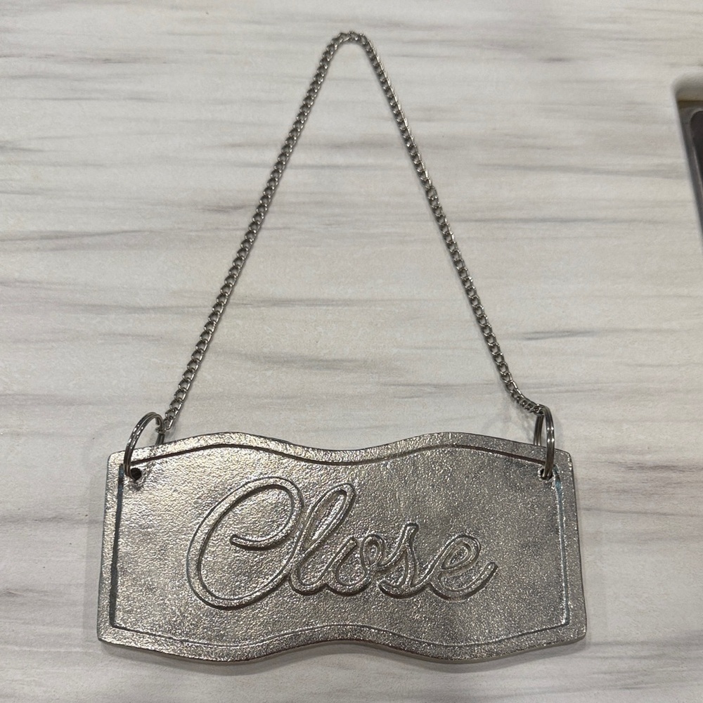 Silver Open Sign with Chain - Picture 2 of 2